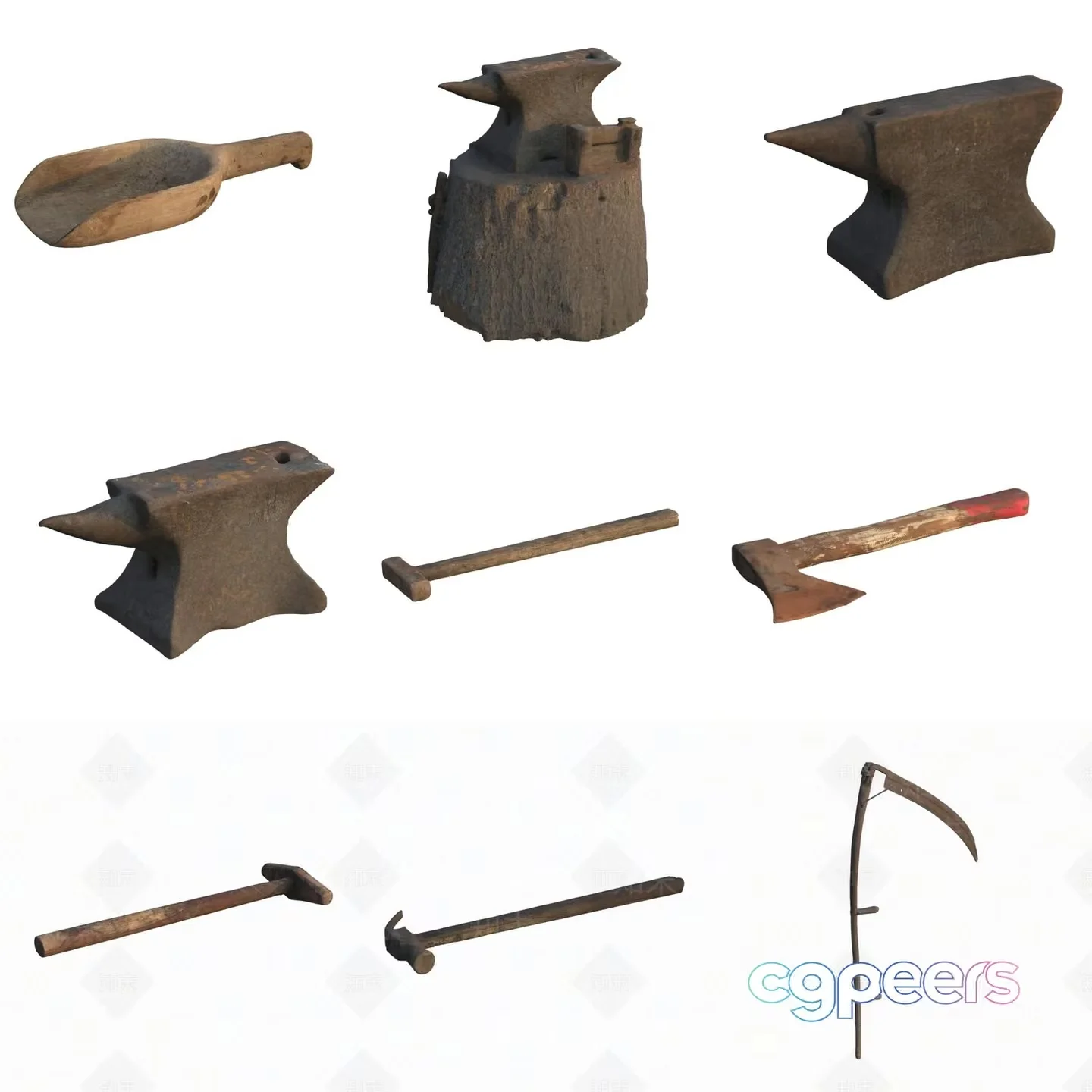 Rusty Old Tools 3D Model – 13696 – VRAY Render