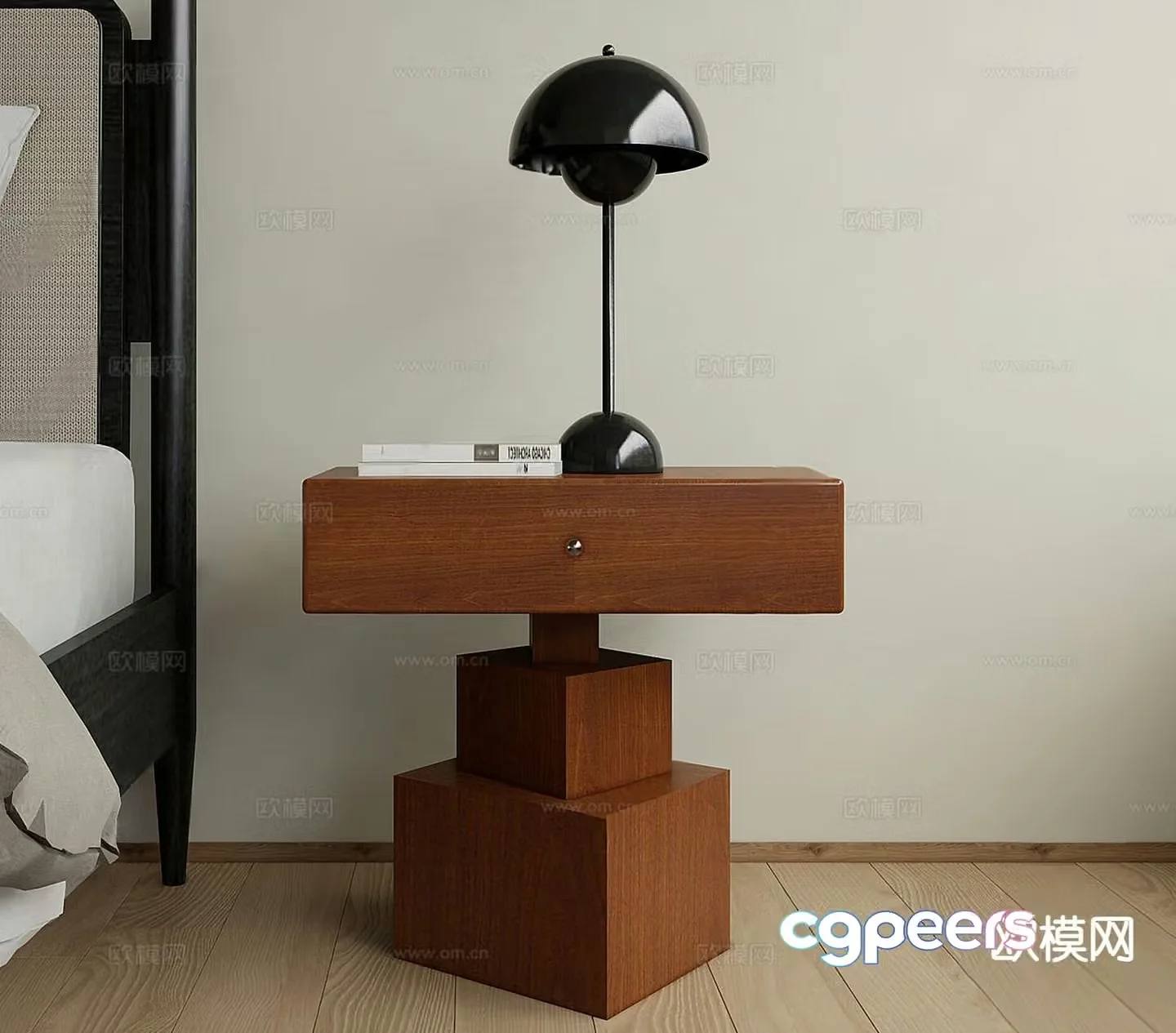 Medieval style bedside table 3d model
