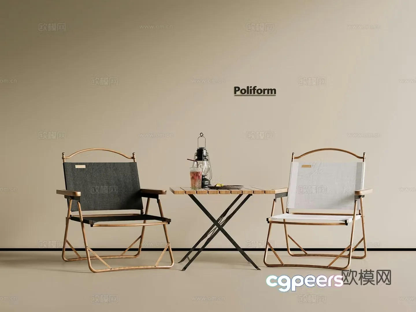 Modern outdoor table and chairs Camping table and chairs 3d model