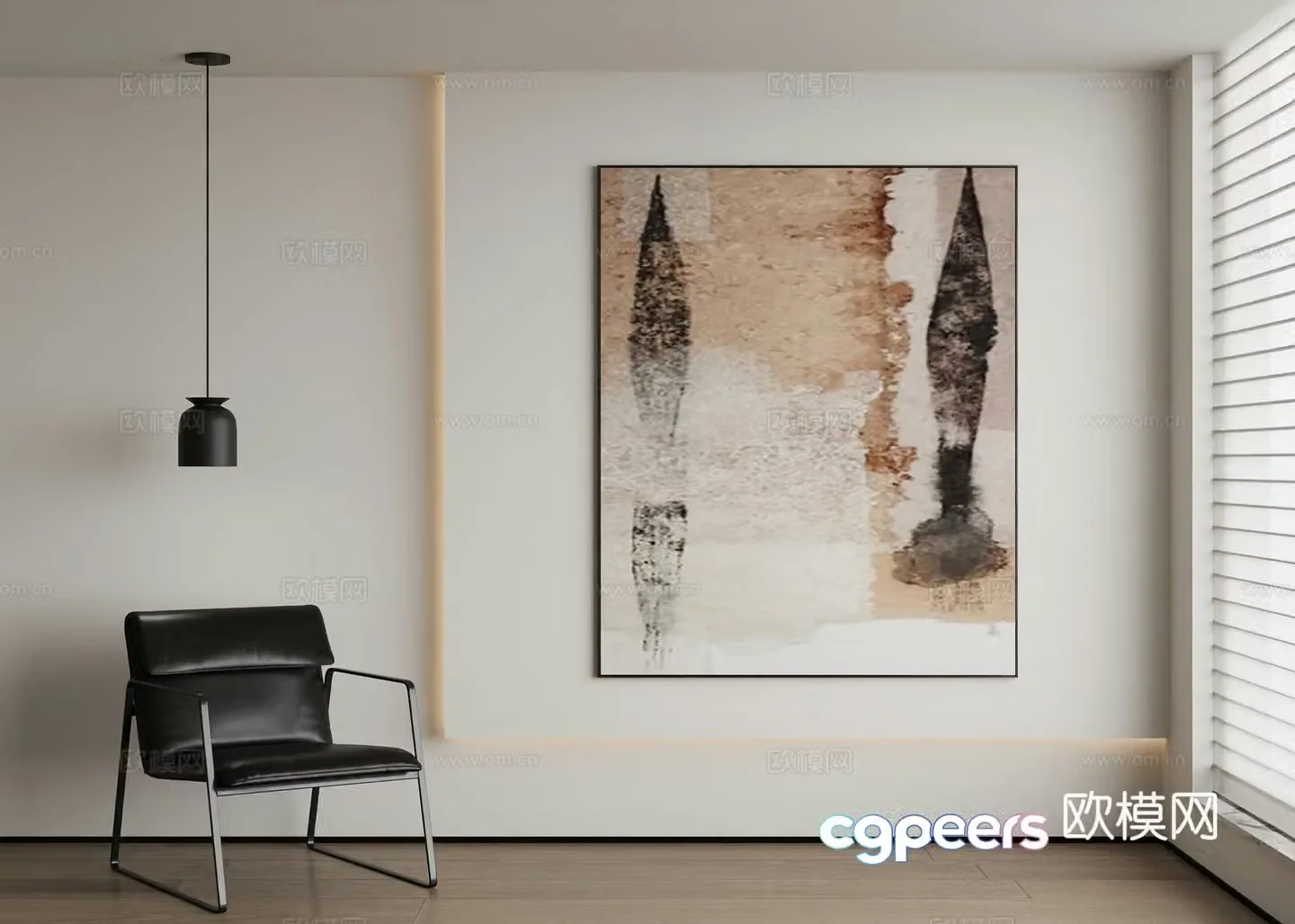 Modern abstract painting decorative painting 3d model