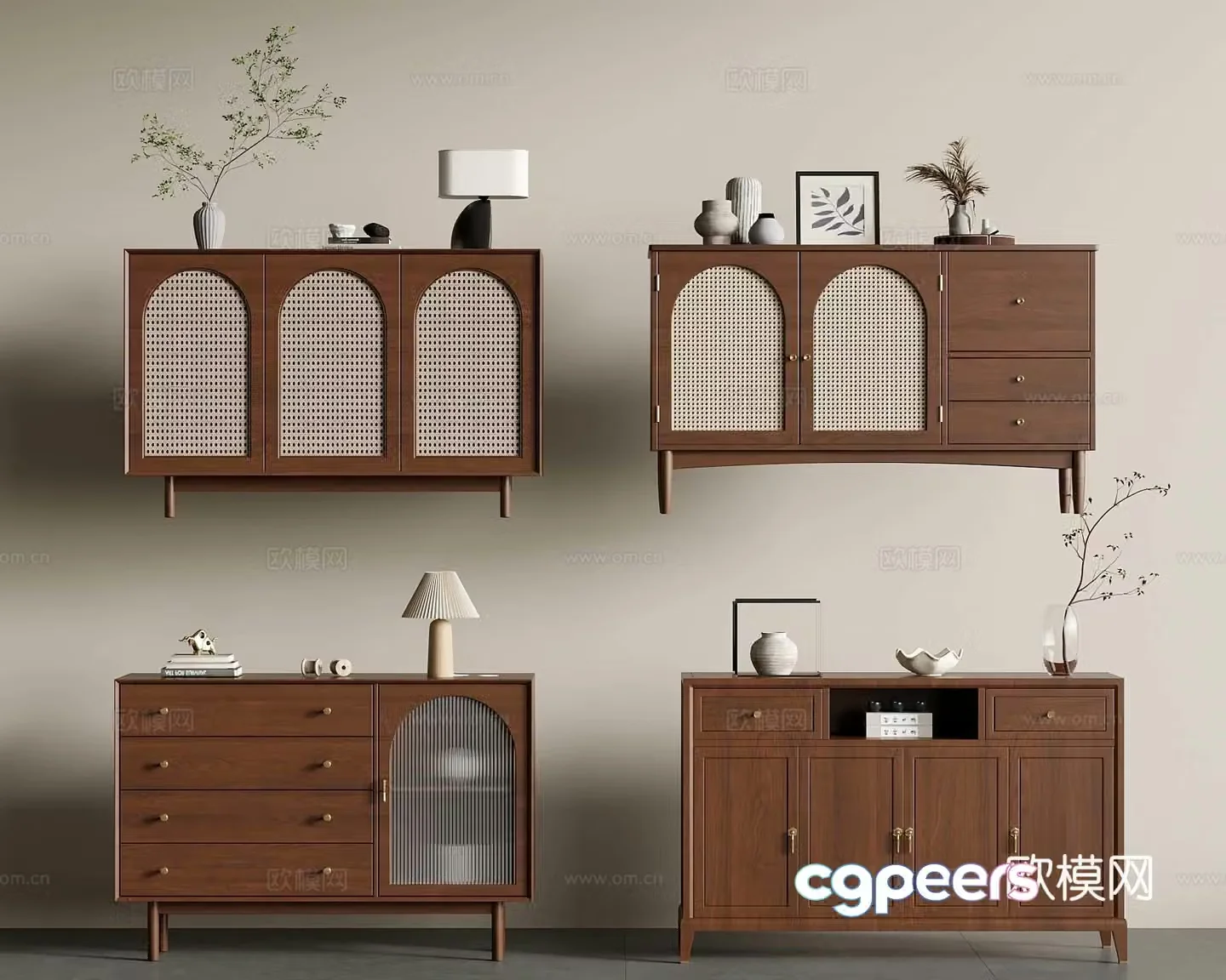 01 Middle-aged style entrance cabinet 3D model