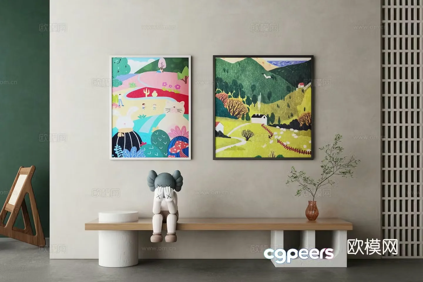 3D model of living and dining room children’s room decoration painting
