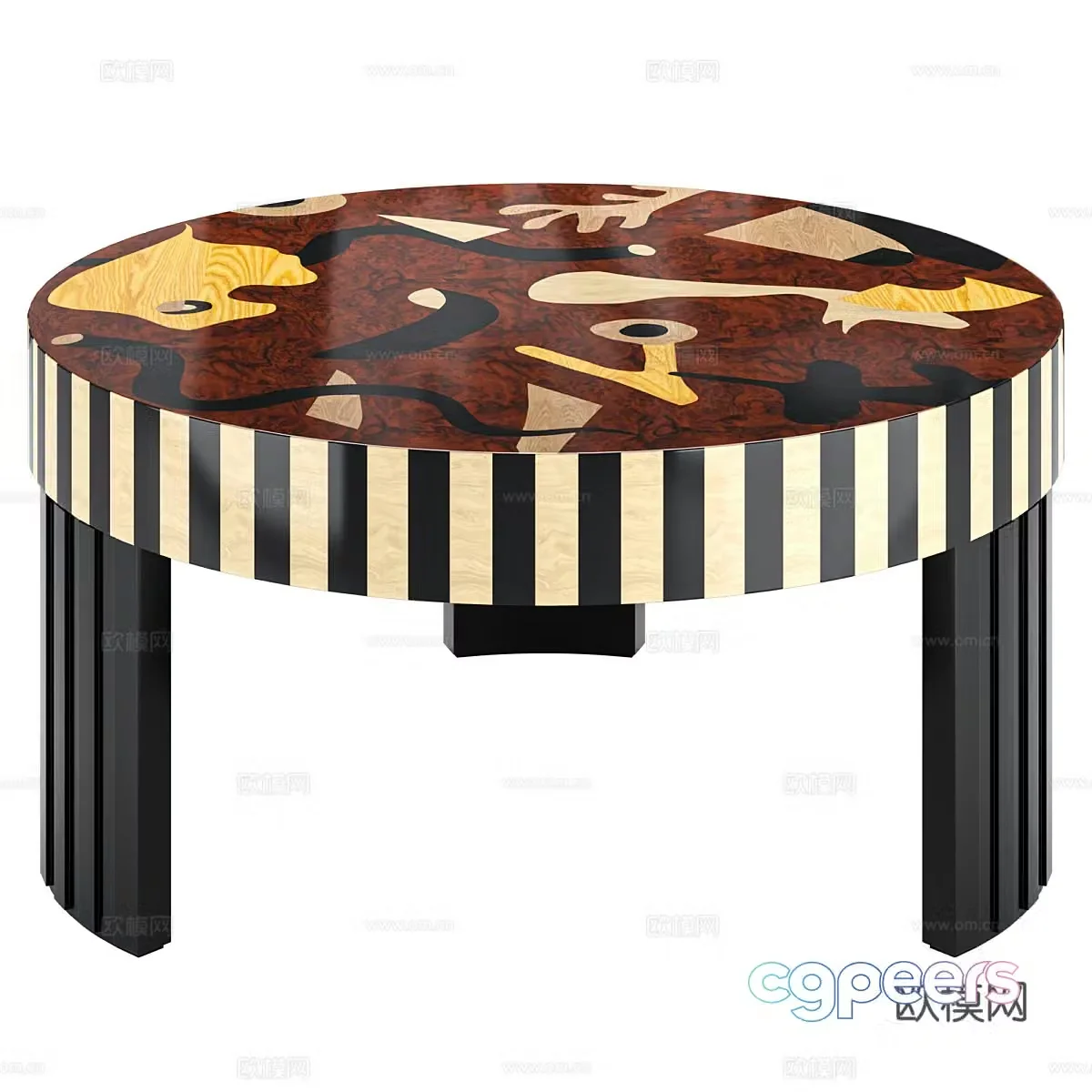 New Chinese style light luxury Palma painting coffee table 3D model