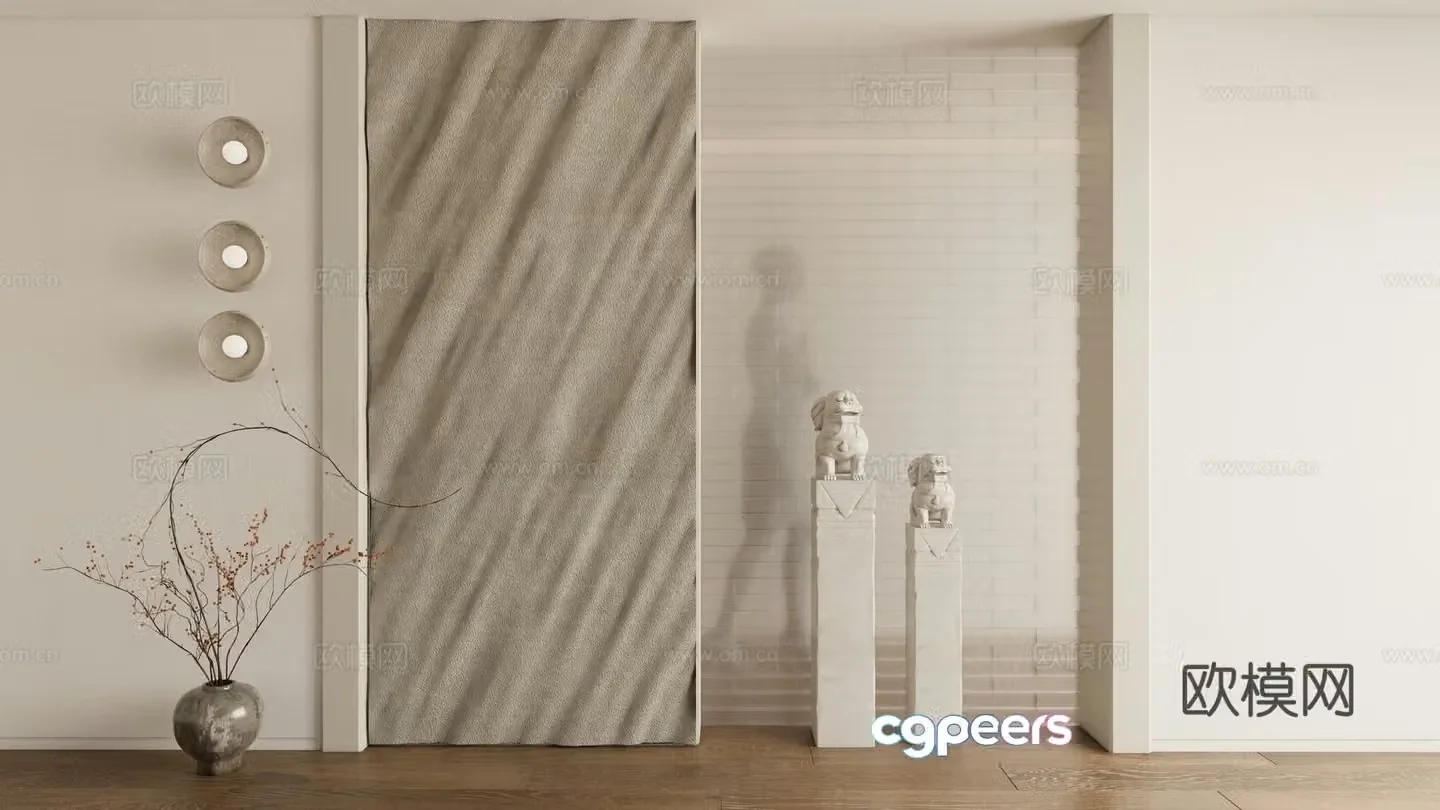 New Chinese style partition entrance partition 3D model