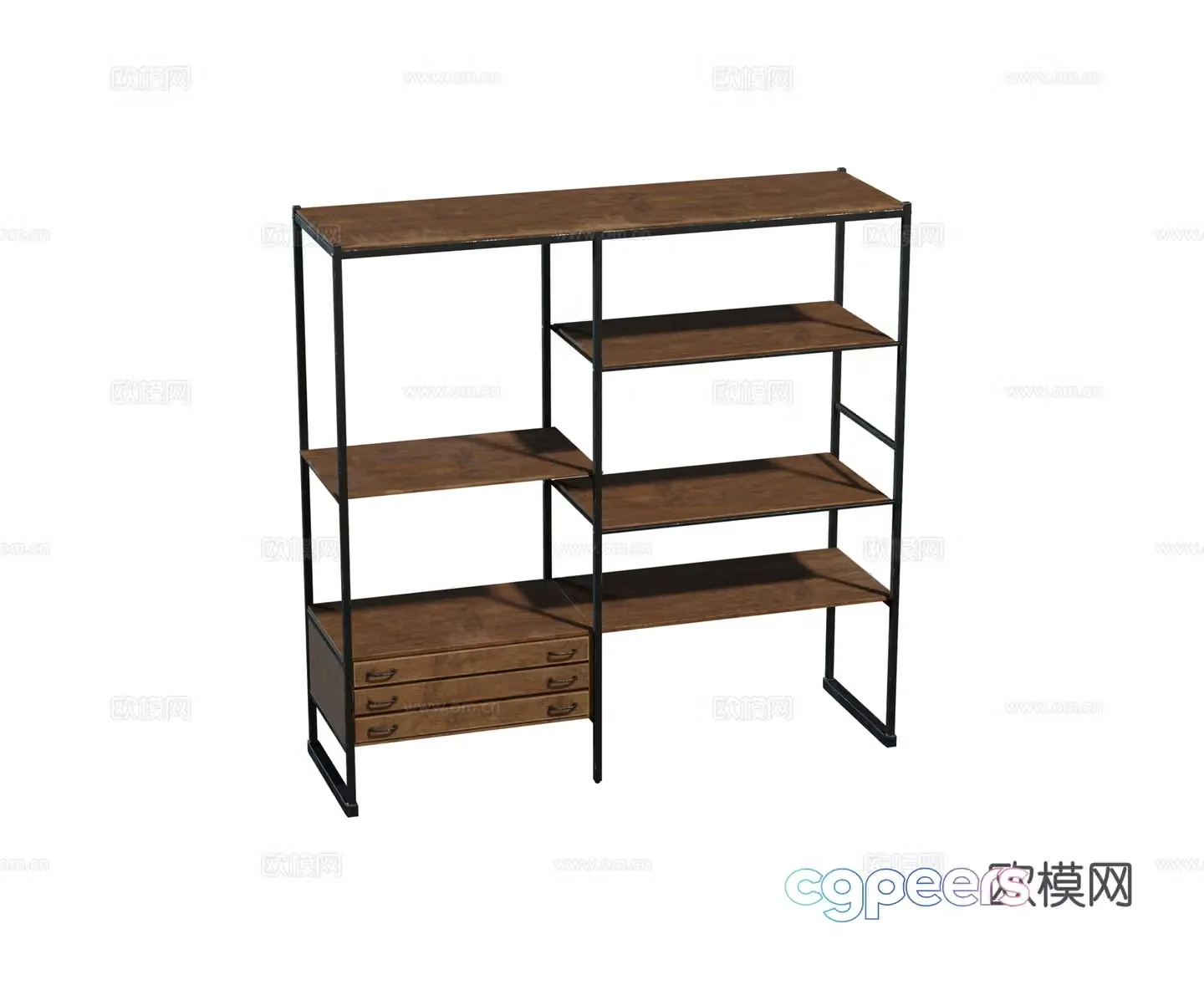 Modern old metal wooden shelf combination 3D model