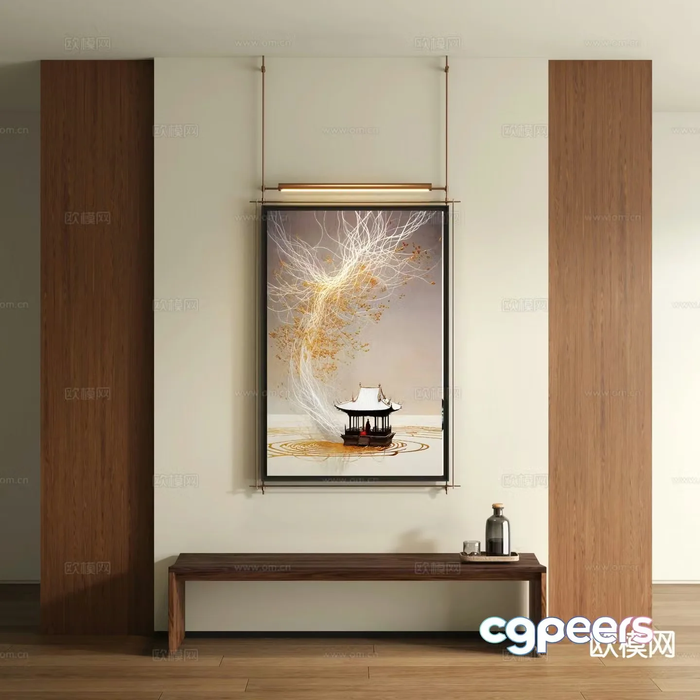 New Chinese Zen hanging painting decorative painting 3D model