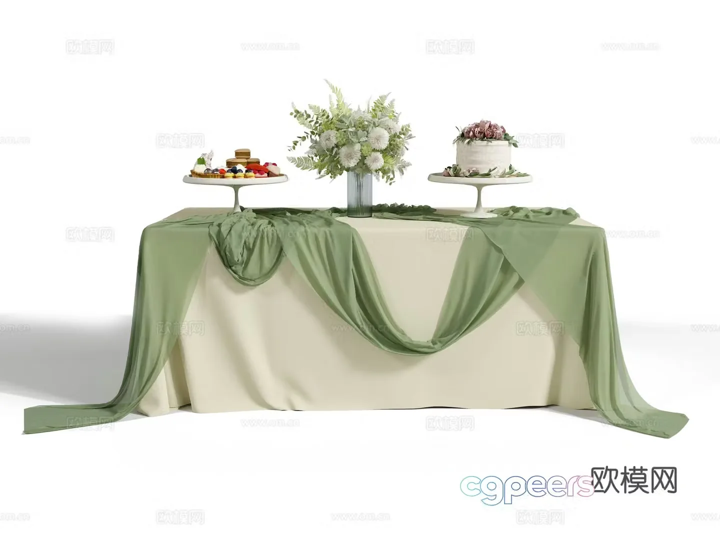 Modern dessert table party table 3d model