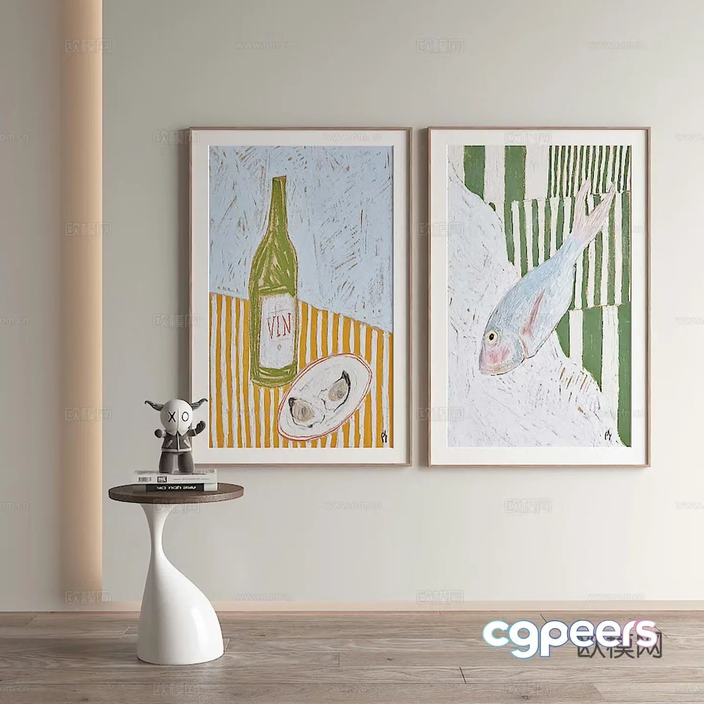 Nordic texture painting decorative painting 3d model