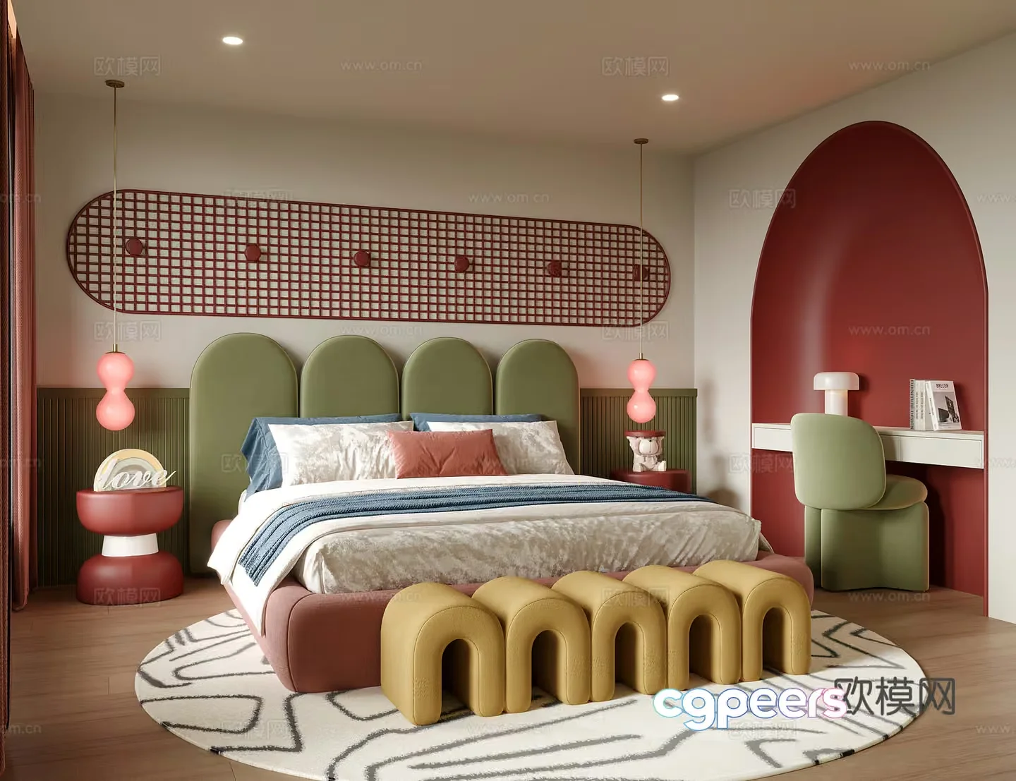 Modern Bedroom Furniture 3D Model – 2694 – VRAY Render