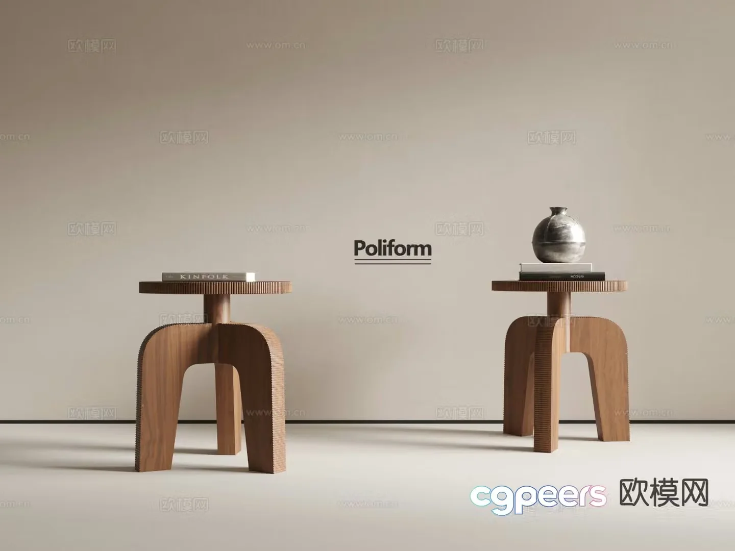 Medieval style side table and corner table 3D model