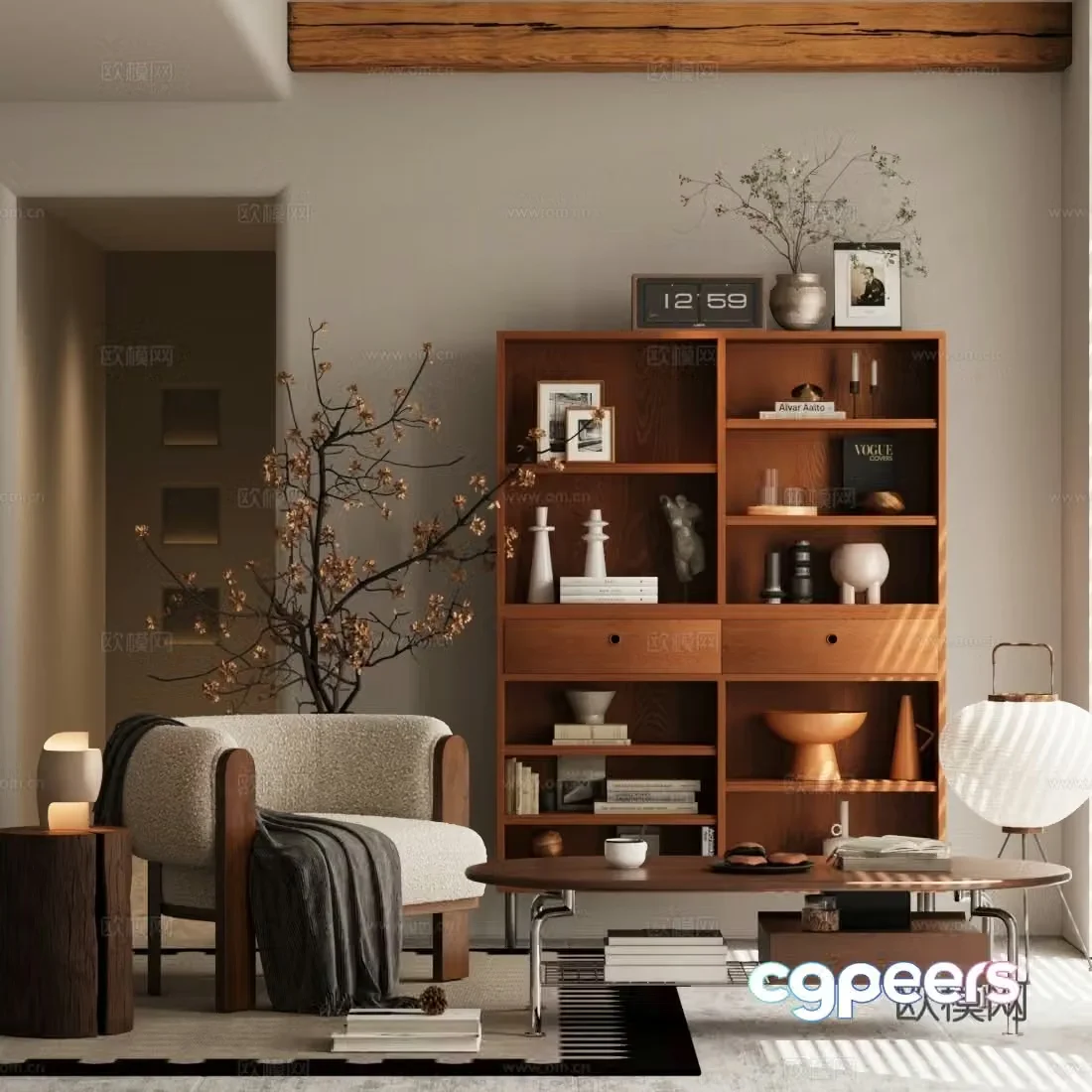 Washi leisure chair decorative cabinet chair 3d model