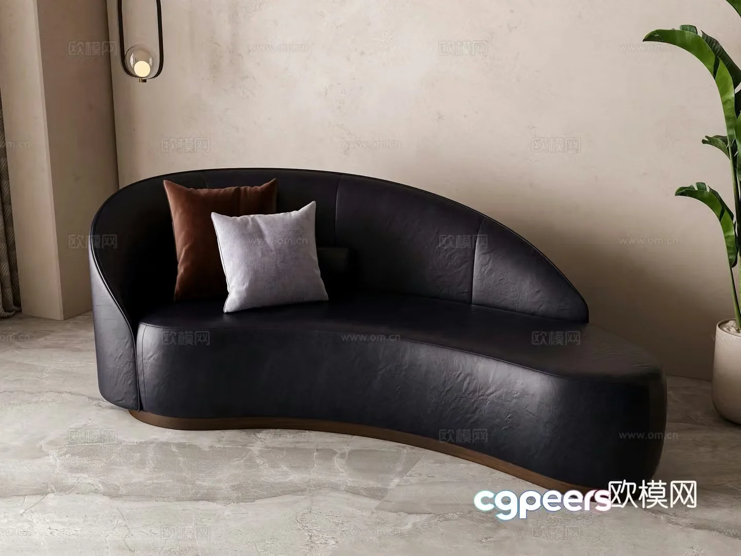 Modern leather curved sofa 3d model