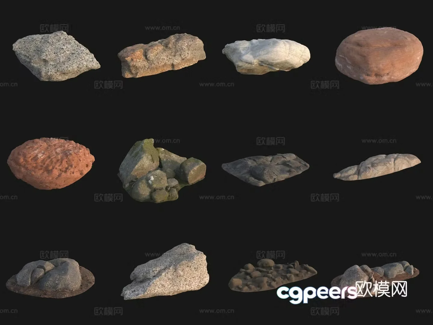 Rock big stone big stone pile 3d model