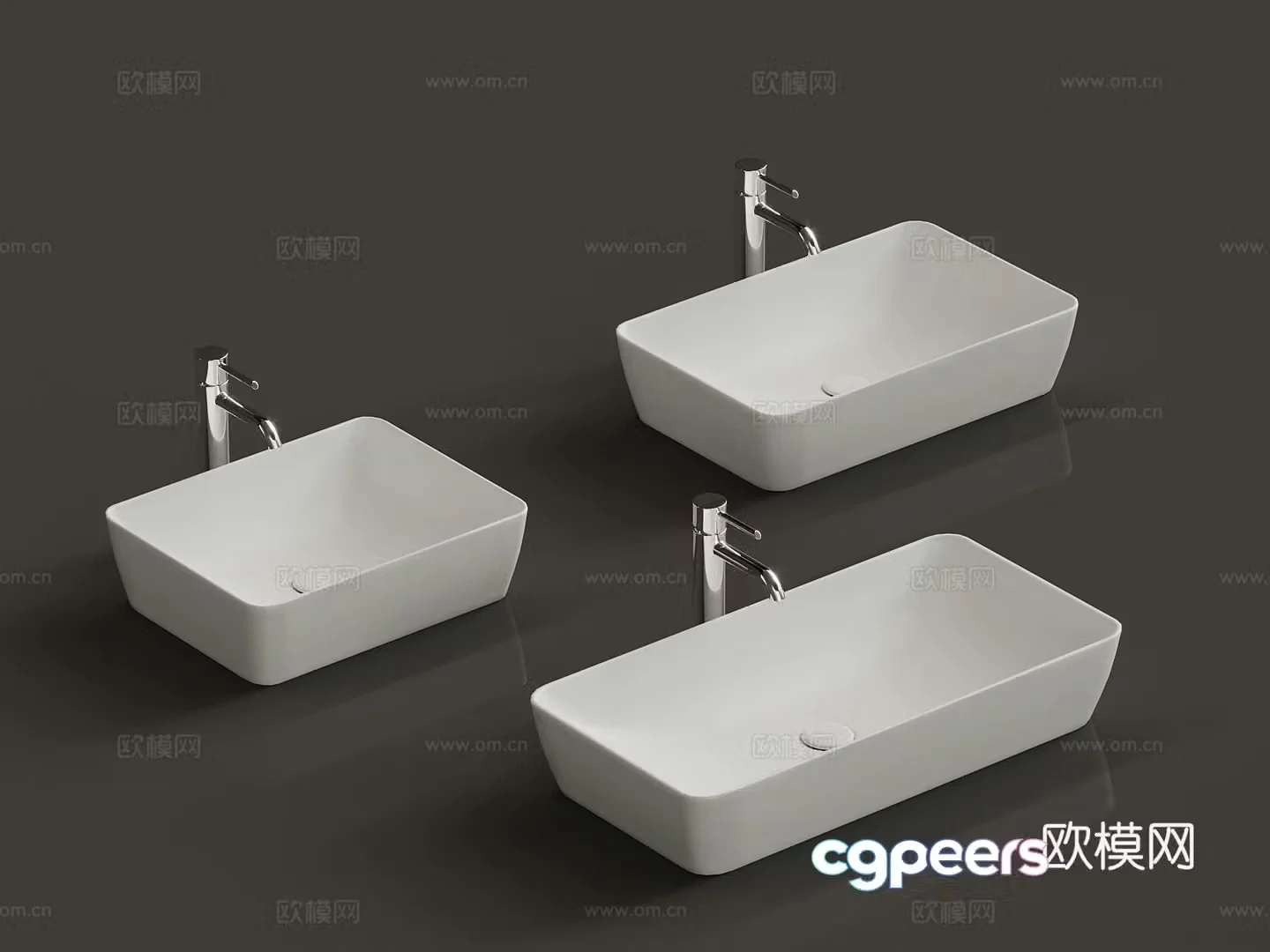 Modern wash basin Ceramic integrated basin 3D model