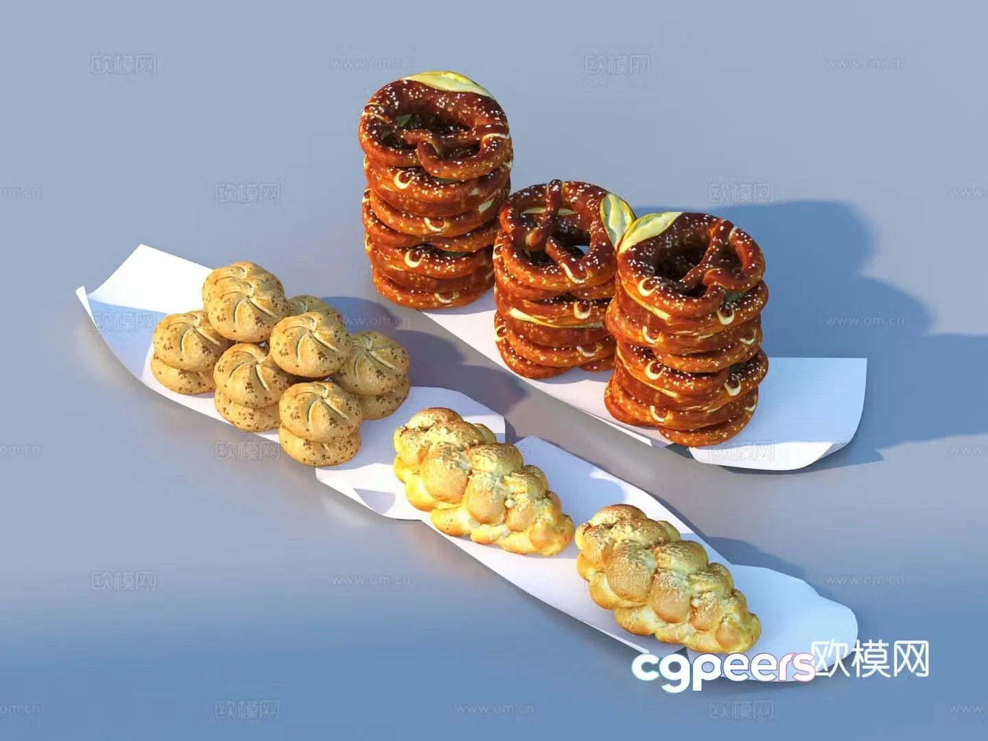 bread food dessert cake 3d model