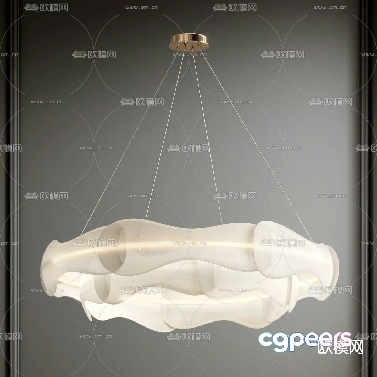 Cream style chandelier special shaped chandelier ring chandelier 3d model
