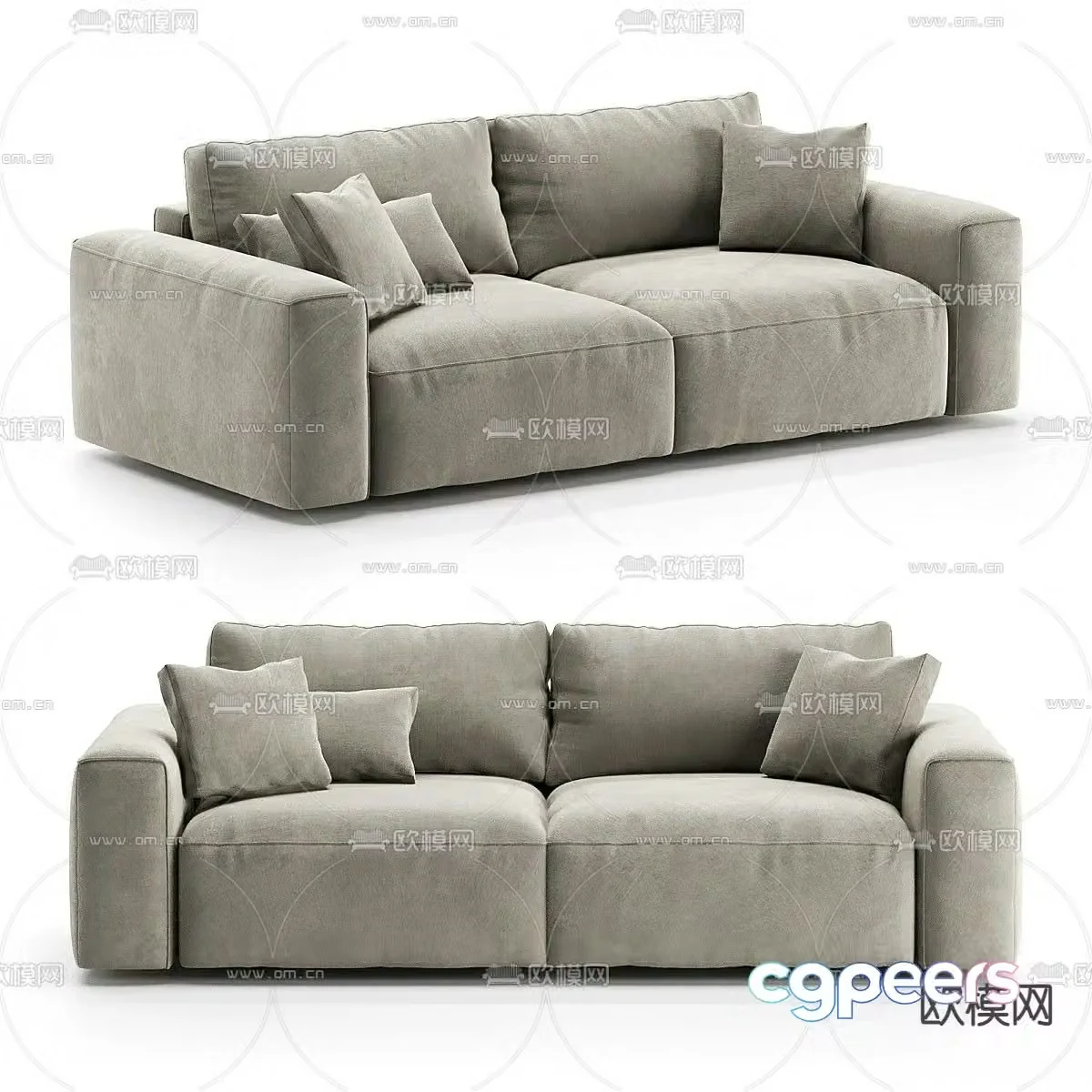 Upholstered Sofa Double Sofa 3D Model