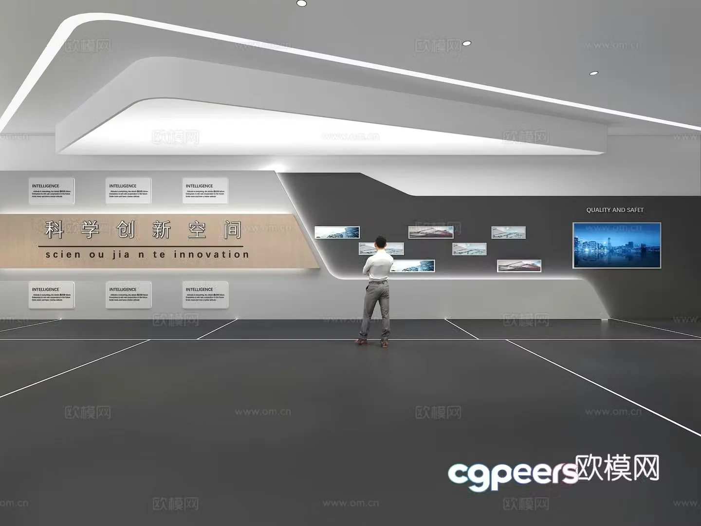 Cultural wall Corporate culture wall Display wall Theme wall Exhibition hall Campus culture Corridor 3D model
