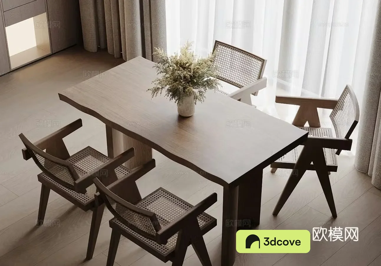 Wabi-sabi dining table and chairs
