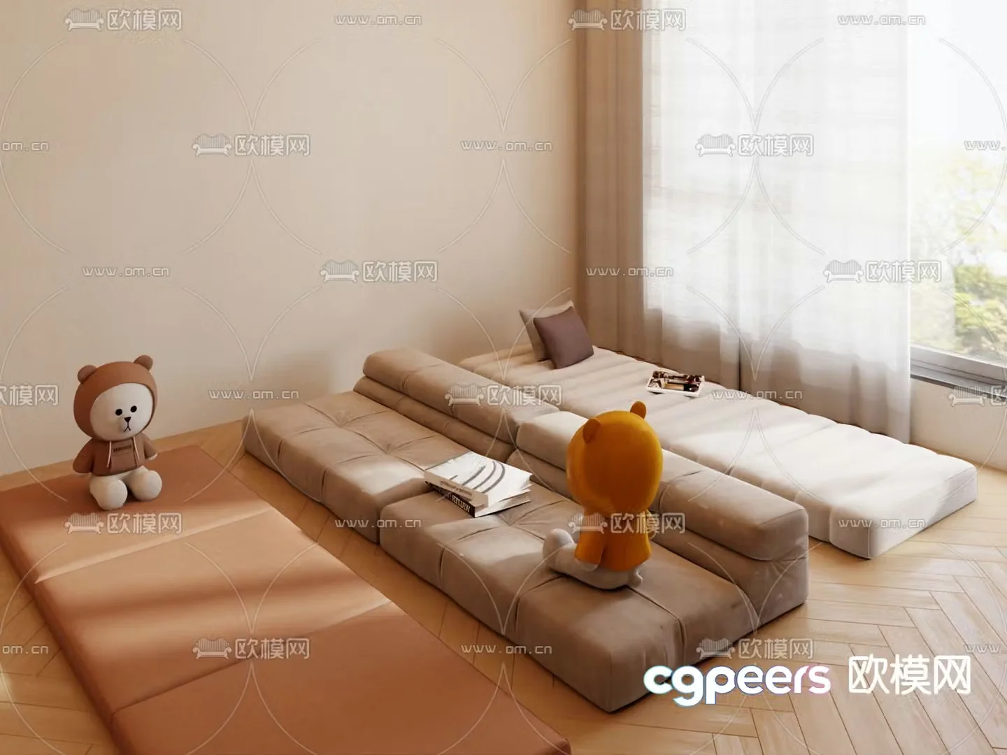 Cushion bay window cushion 3d model