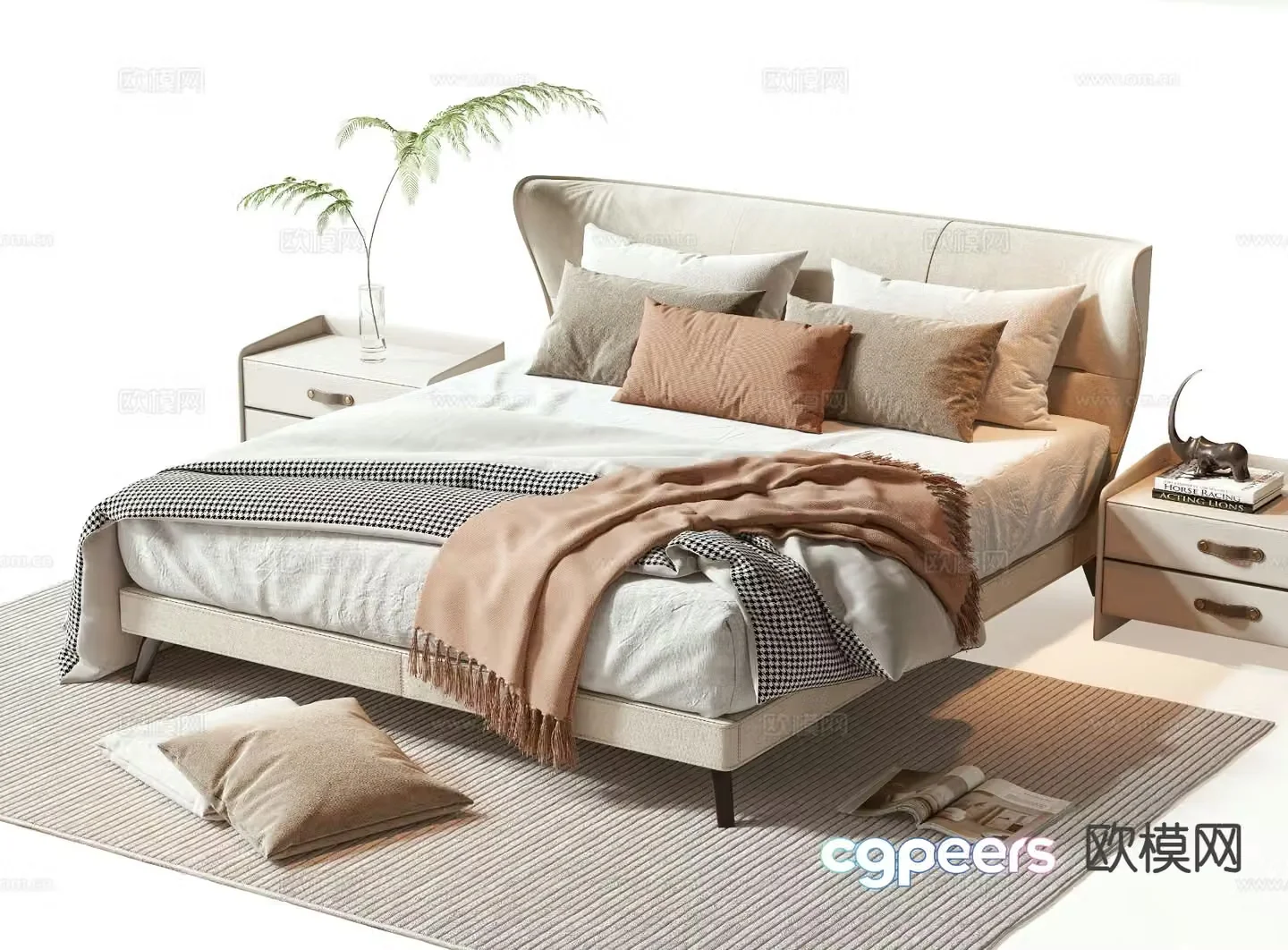 minotti modern double bed 3d model