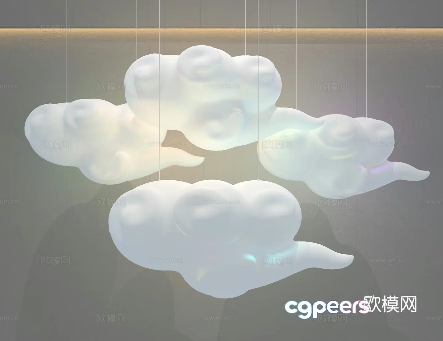 Cream style chandelier cloud chandelier 3d model