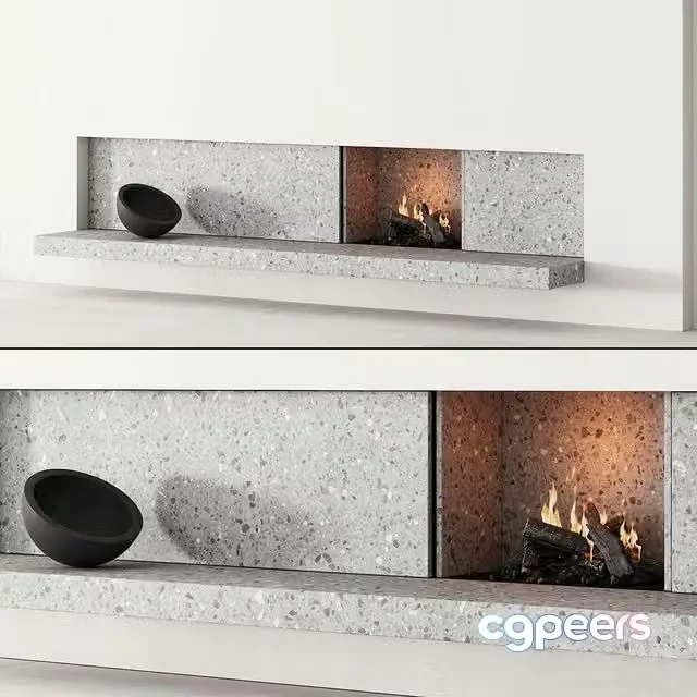3ds Max Free – 158 fireplace decorative wall kit 04 minimal terrazzo chimney 00