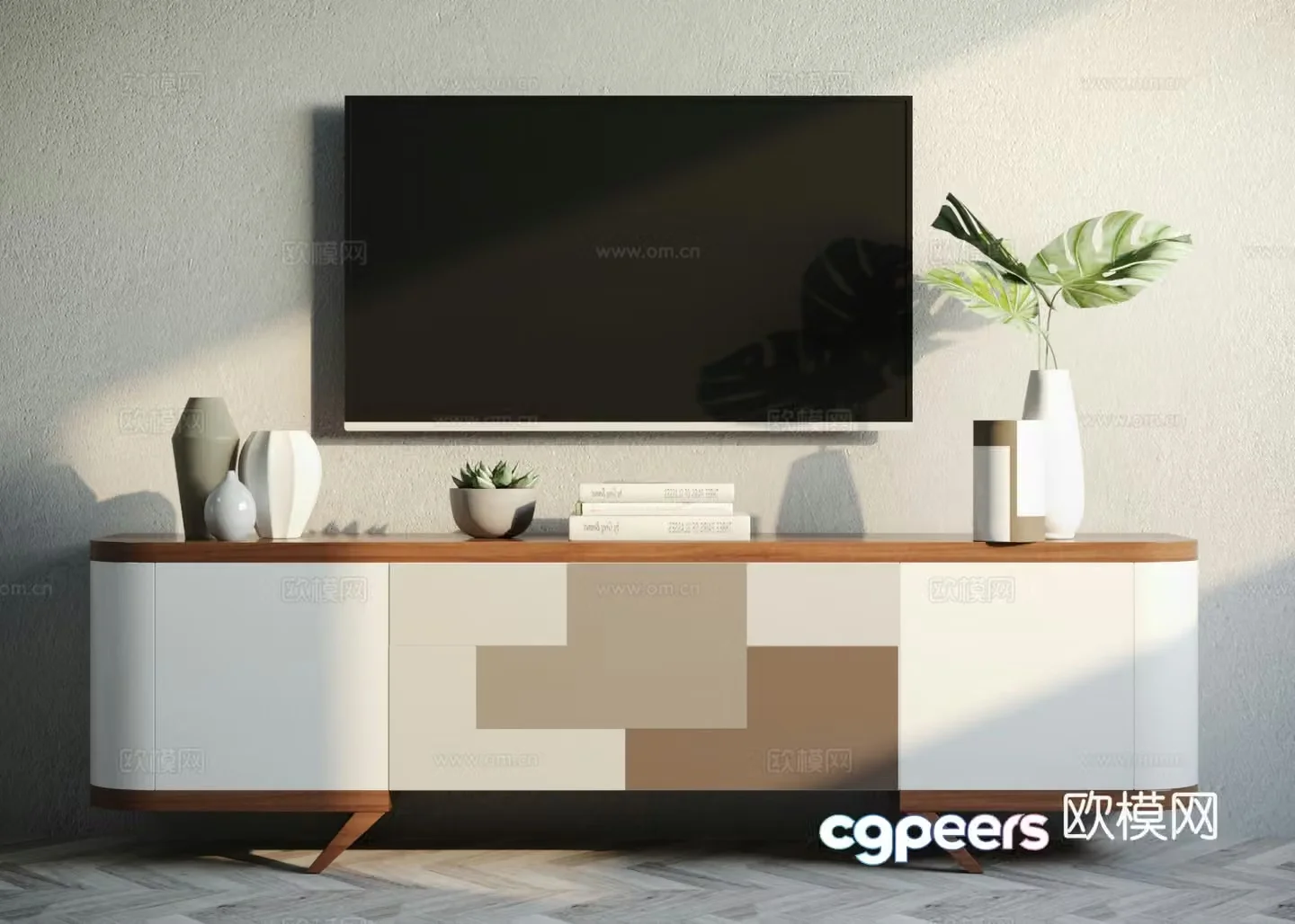 Nordic TV cabinet ornament combination 3D model