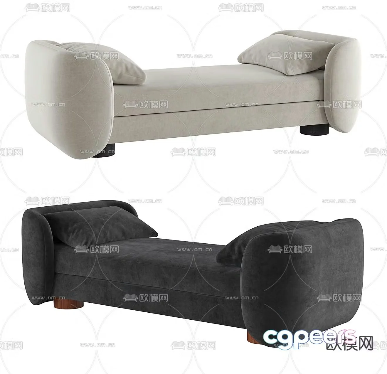 Sofa stool bed end stool footrest 3d model