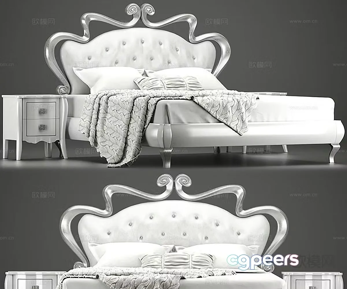 European double bed 3d model