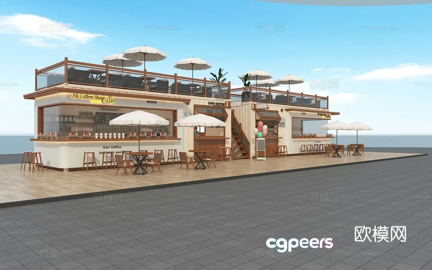 container coffee shop beverage shop 3d model