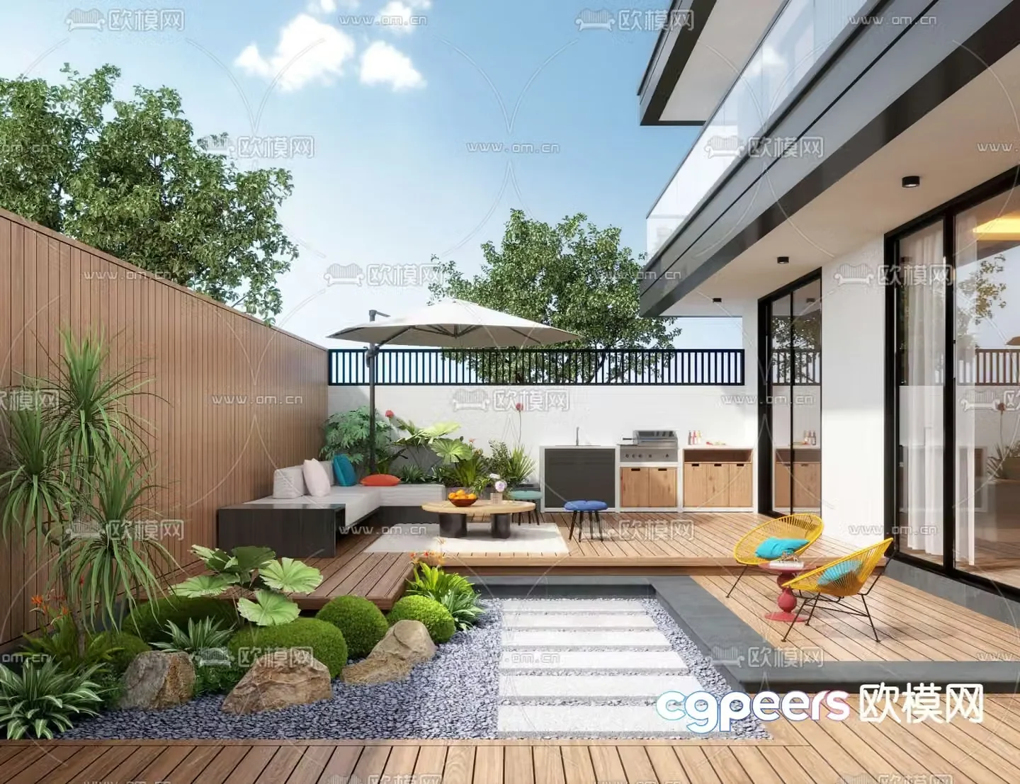 Villa courtyard garden 3d model