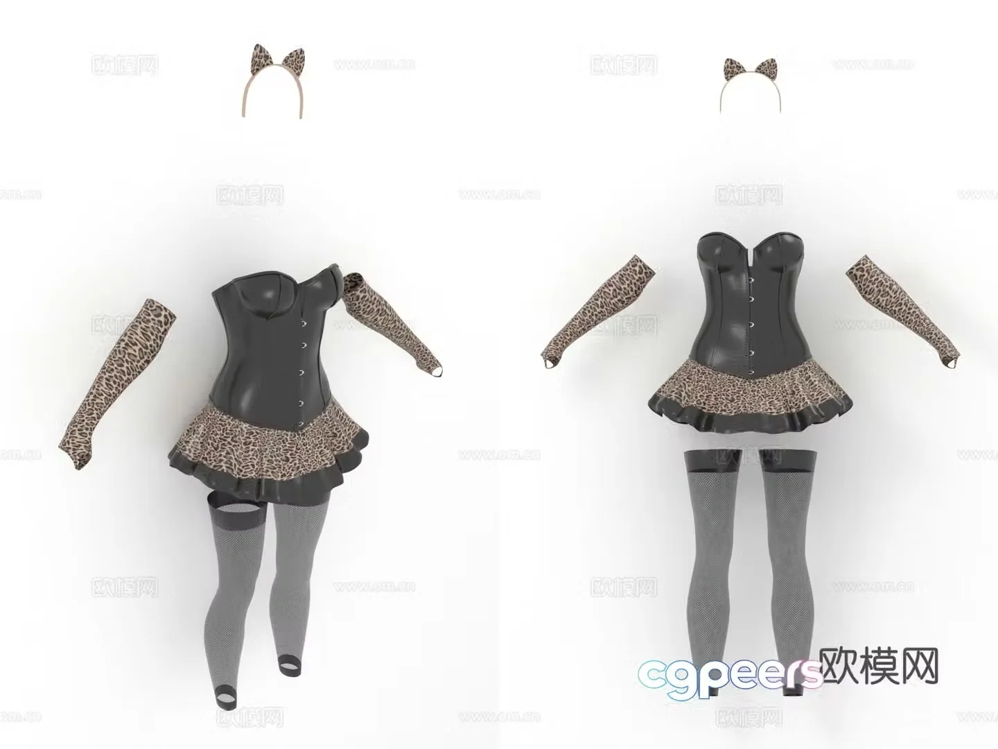 Corset Leopard print cat ears Women’s clothing Women’s clothing 3d model
