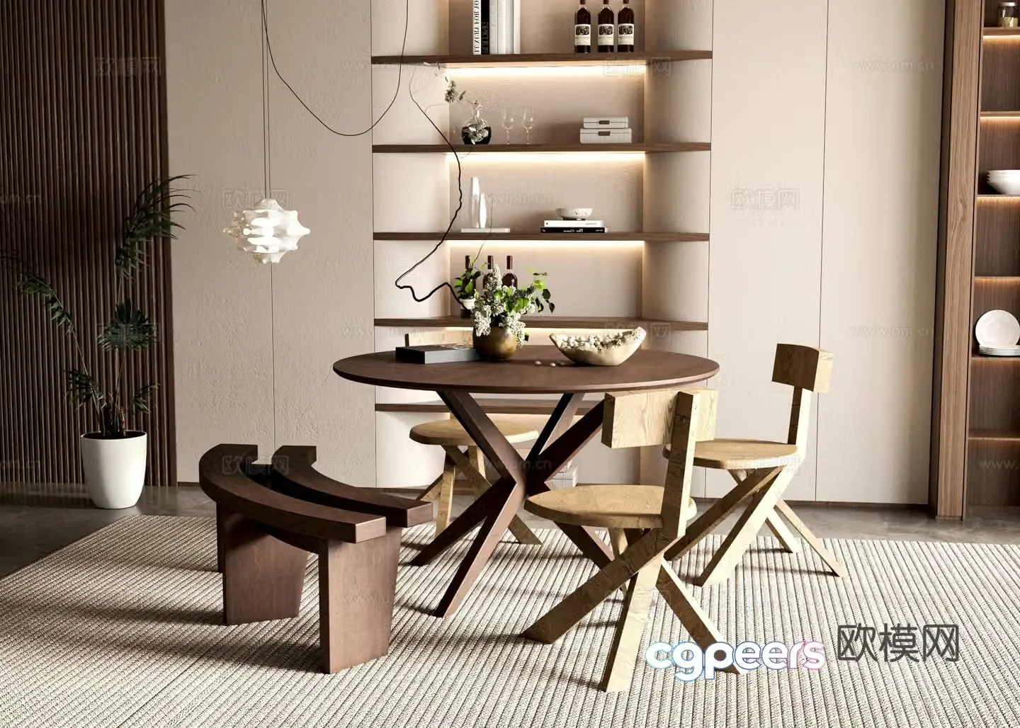 Modern dining table chair 3d model