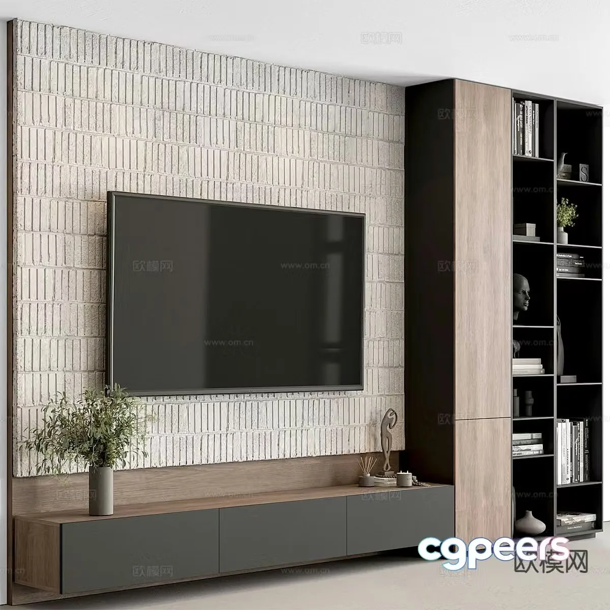 Modern TV background wall 3d model