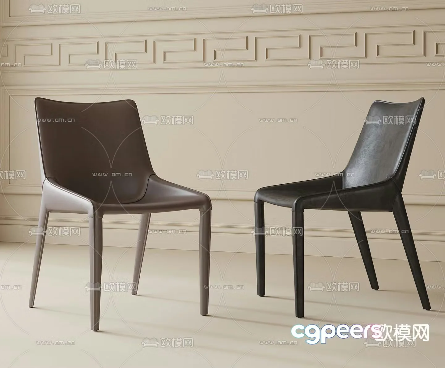Modern dining chair single chair back chair 3d model