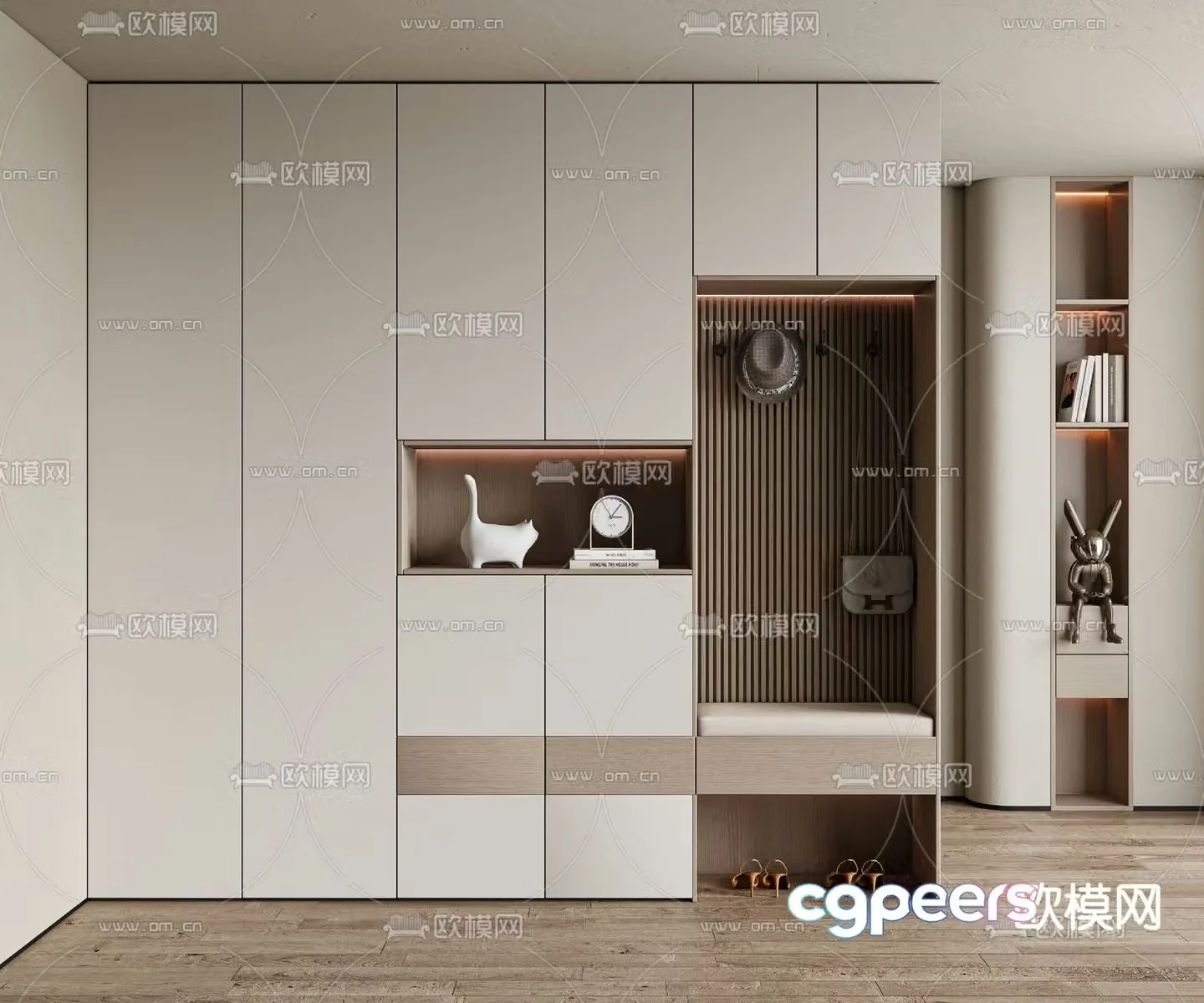 Modern entrance shoe cabinet integrated cabinet 3D model