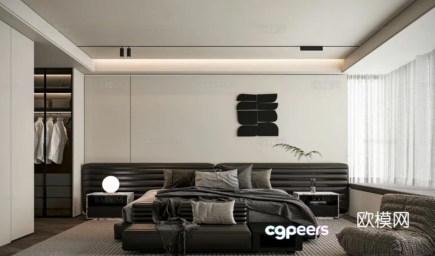 Modern minimalist bedroom 3d model