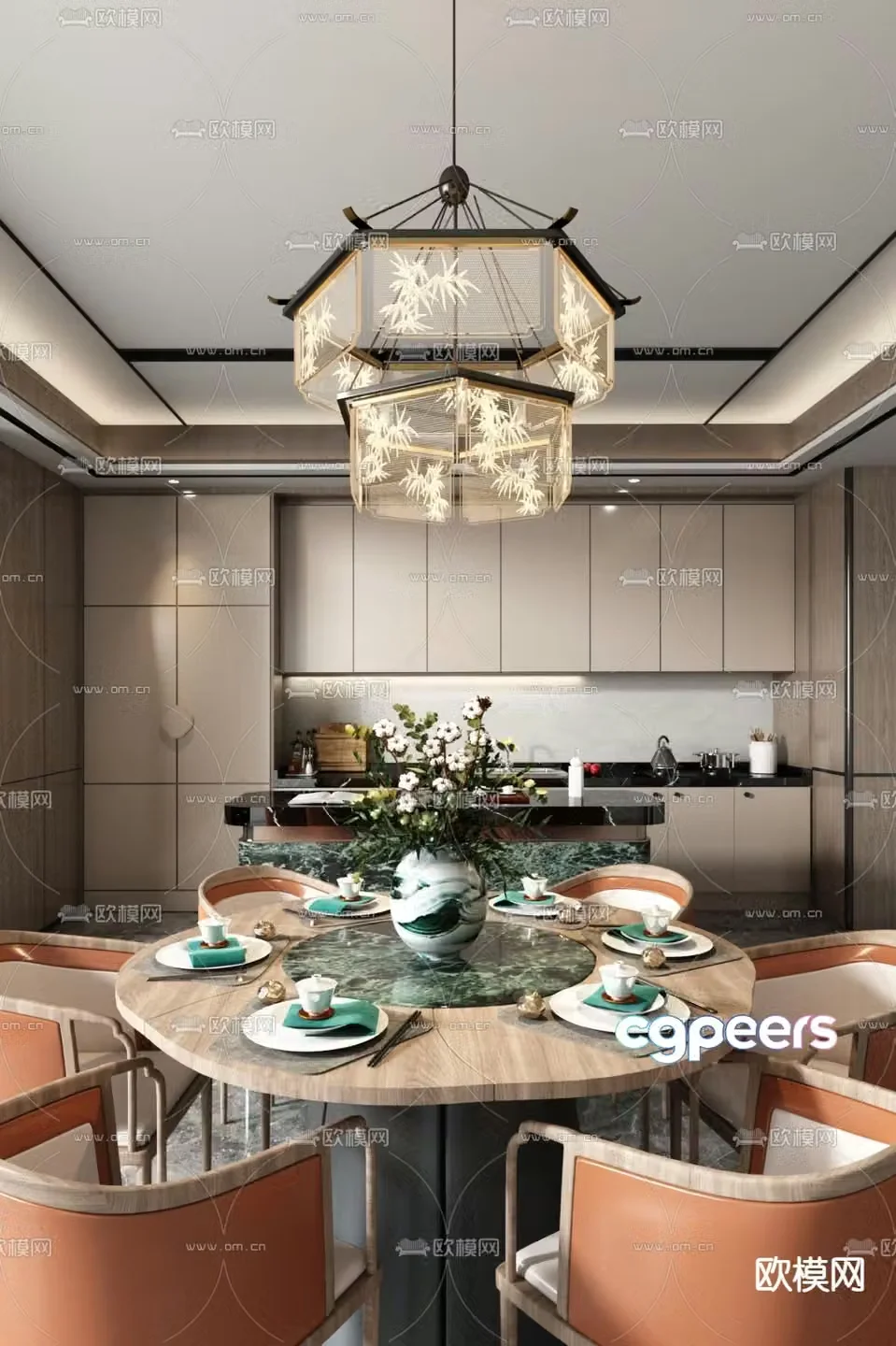 Panshi Design New Chinese Restaurant 3D Model