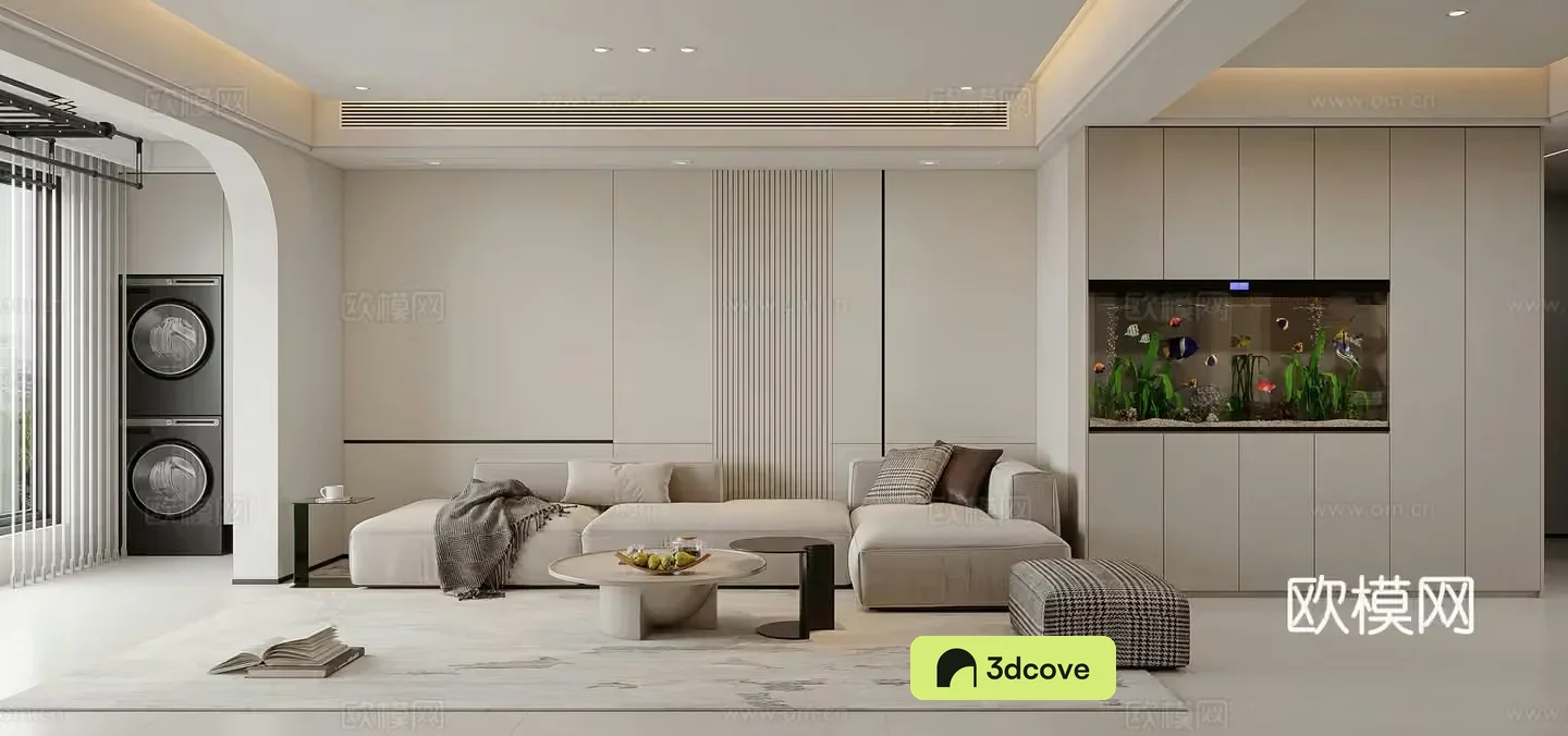 Modern living room Combination sofa Bathtub Modern living room and dining room Cream style Simple living room and dining room