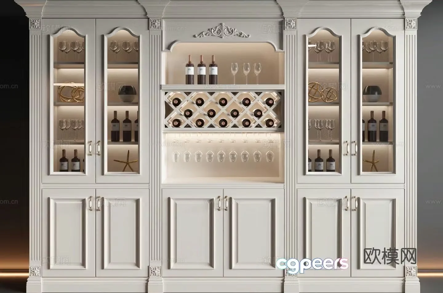 French wine cabinet 3d model