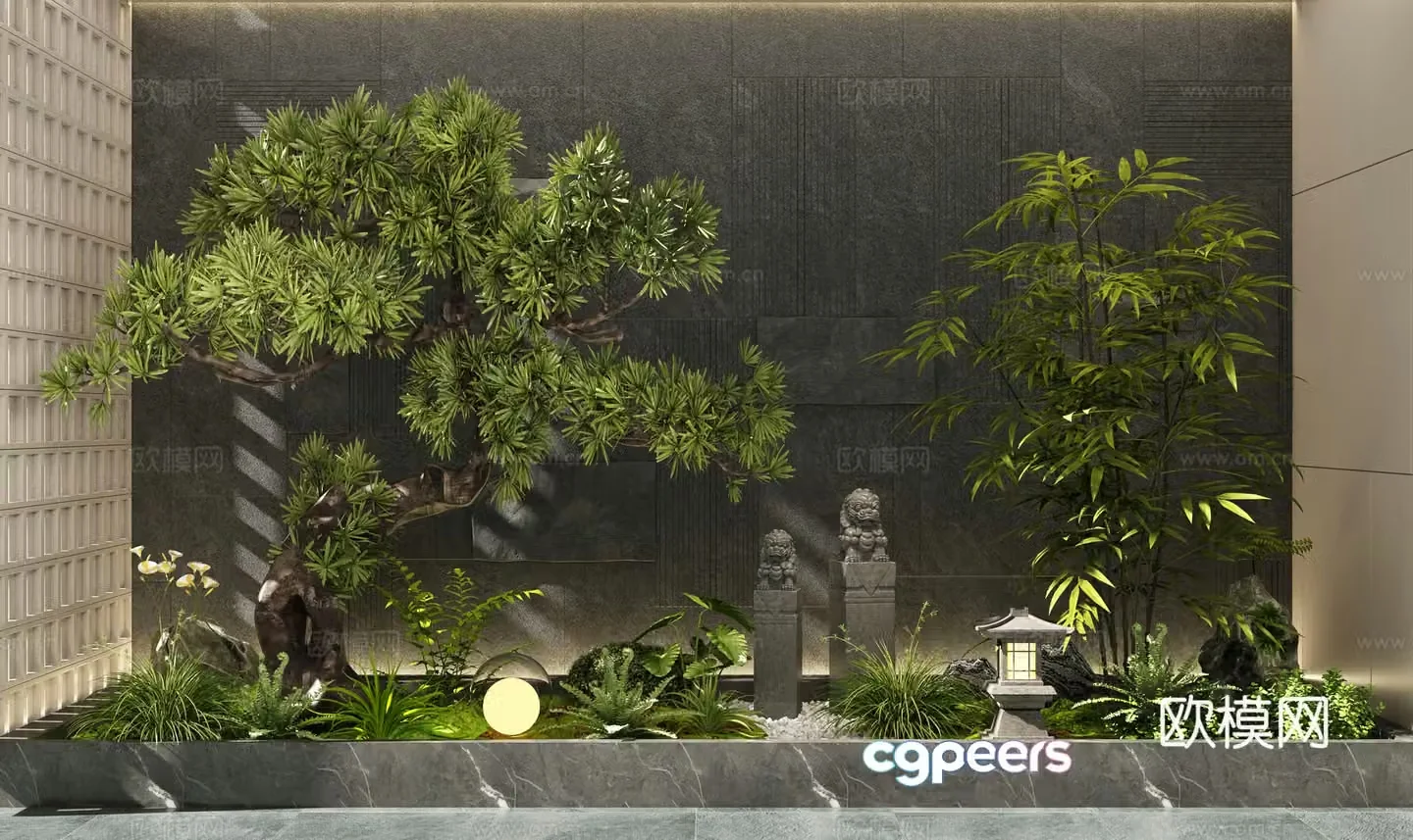 New Chinese interior landscape landscape landscaping plant landscape landscape tree Chinese landscape courtyard landscape 3d model