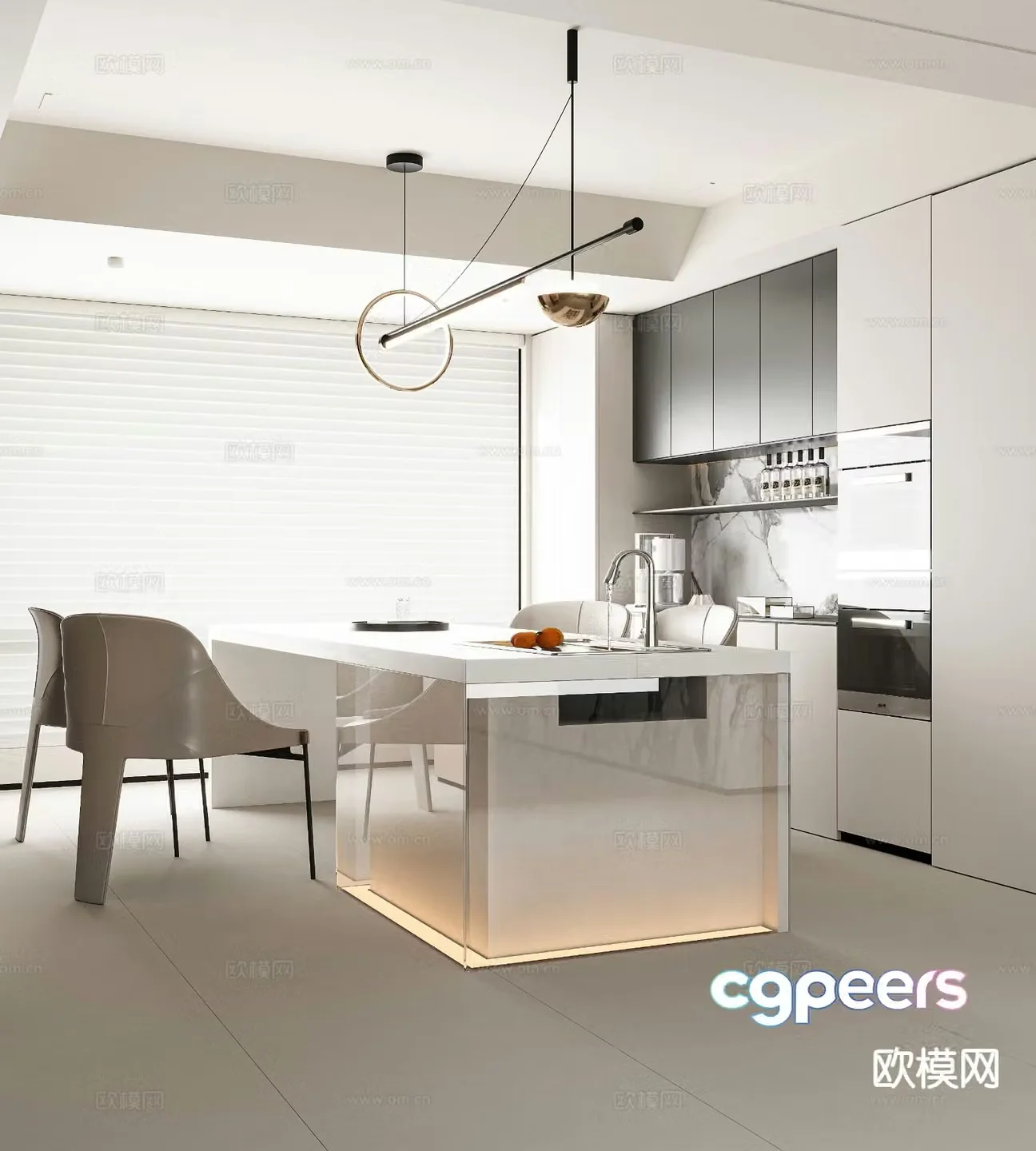 Modern island restaurant 3d model