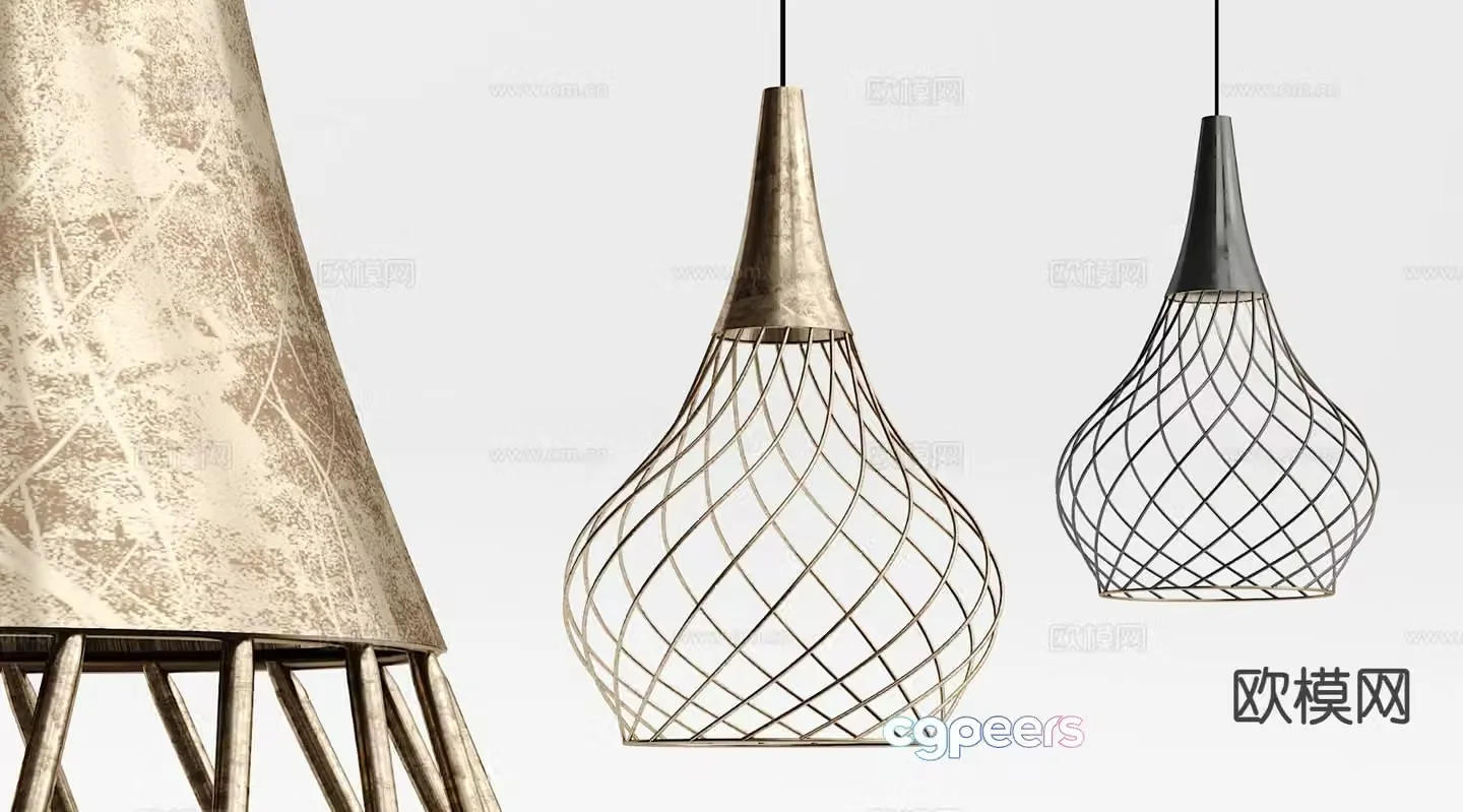 Industrial style hollow chandelier 3D model