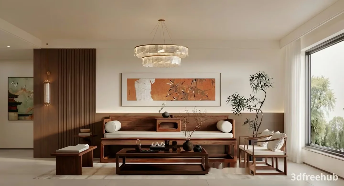 Modern Living Room 3D Model – 20241 – VRAY Render