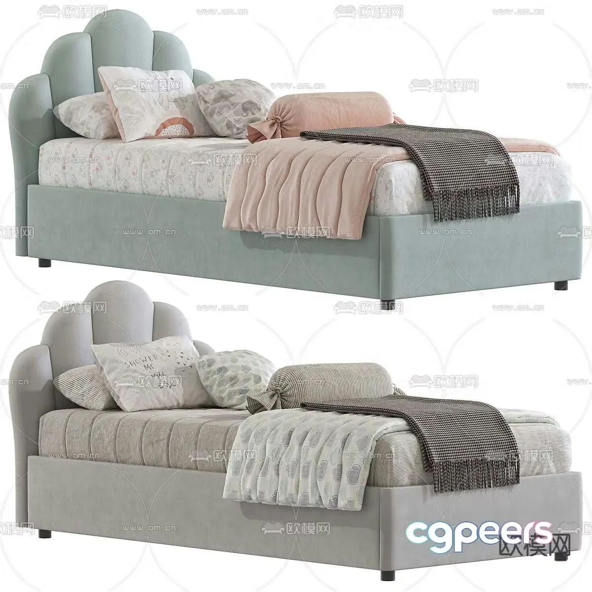 Modern children’s bed single bed 3d model