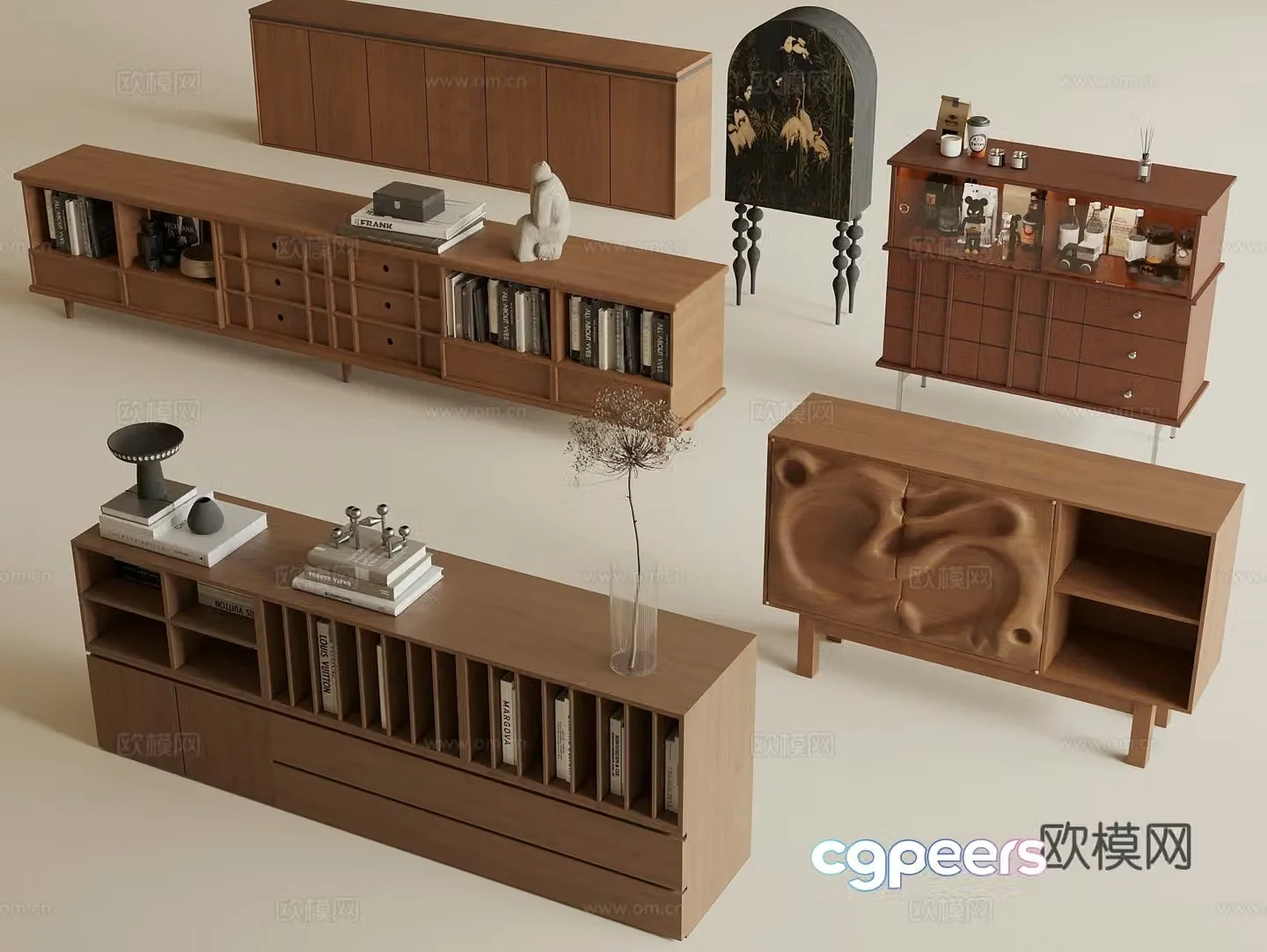 Middle-aged side cabinet TV cabinet entrance cabinet 3D model