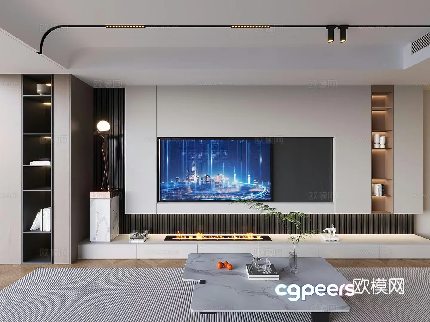 Modern background wall TV background 3d model