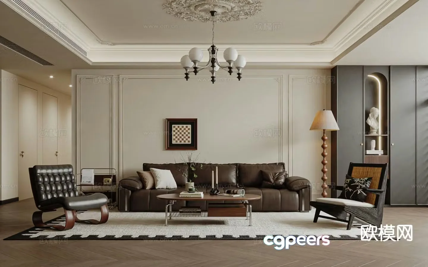 French retro living room 3d model