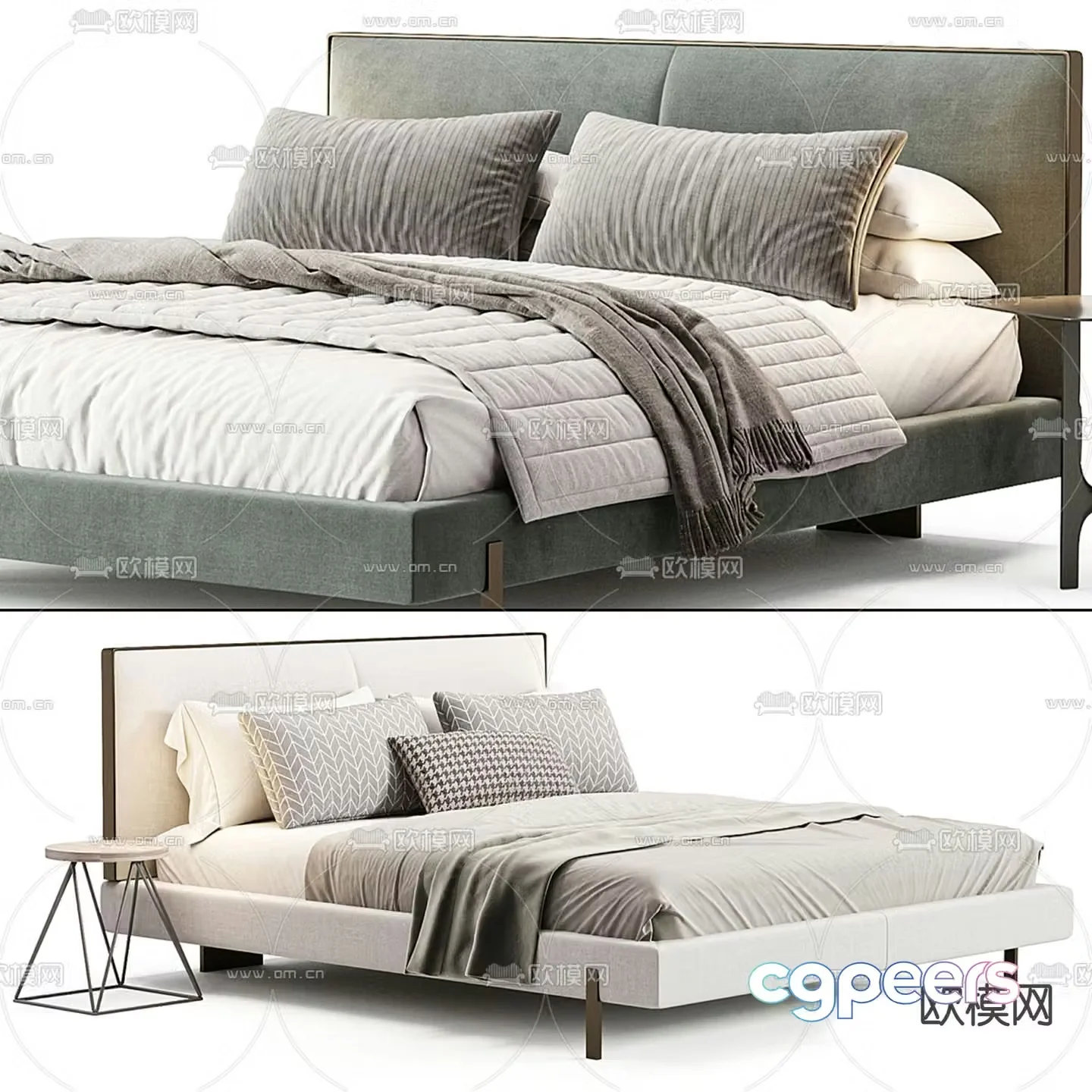 Modern double bed 3d model